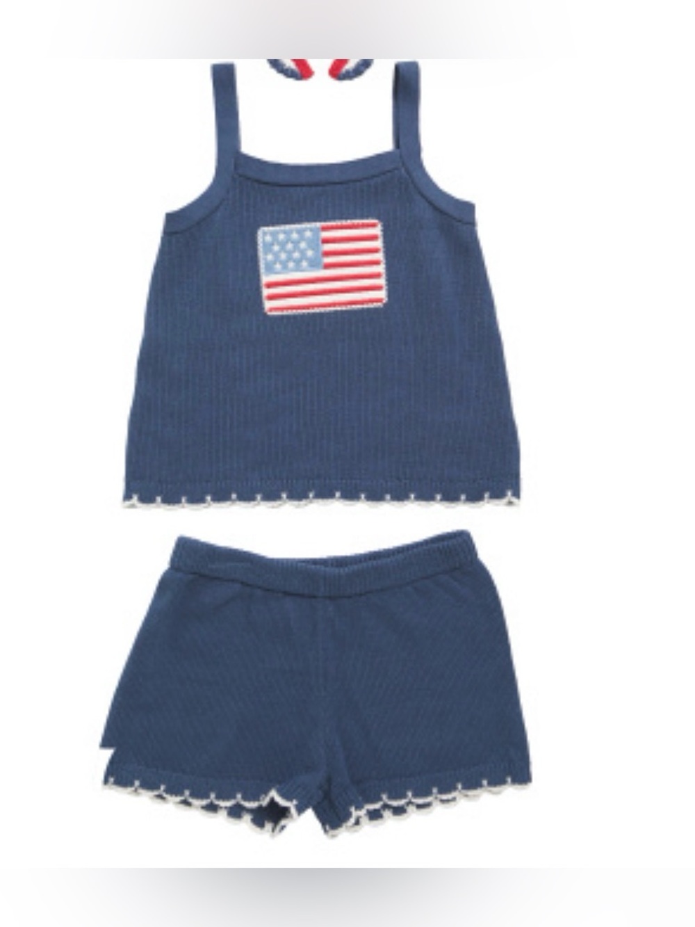 C&C CALIFORNIA Girls 2pc Crochet Top & Shorts Set American Flag Sz 5 4th Of July